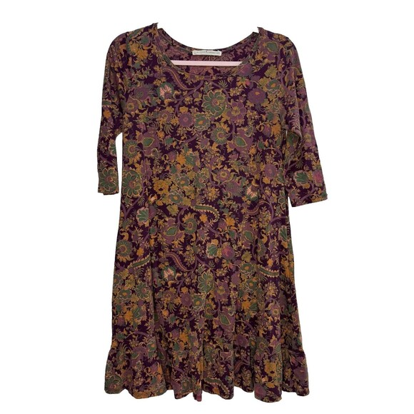 Peruvian Connection Dress Women’s Sz S  Floral Cabana Pima Cotton Ruffle… - Picture 1 of 4